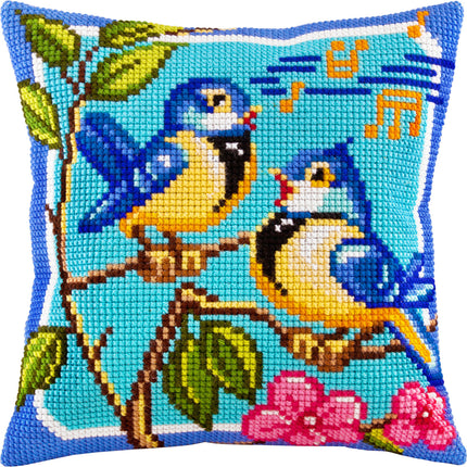 Cross Stitch Pillow Kit "Singing Tits"