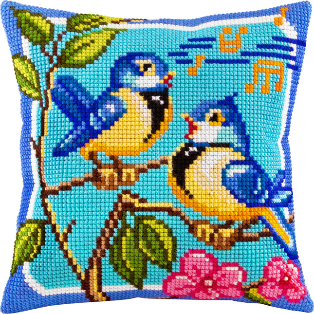 Cross Stitch Pillow Kit "Singing Tits"