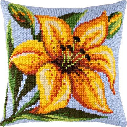 Cross Stitch Pillow Kit "Yellow Lily"