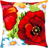 Cross Stitch Pillow Kit "Poppies with daisies"