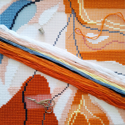 Cross Stitch Pillow Kit "Tropics modern"