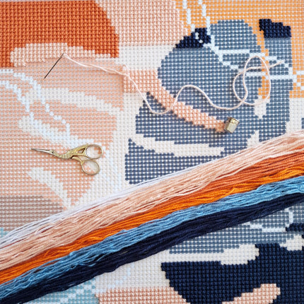 Cross Stitch Pillow Kit "Monstera"