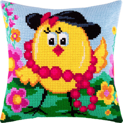 Cross Stitch Pillow Kit "Chick with a Necklace"