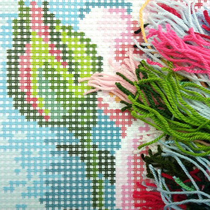 Cross Stitch Pillow Kit "Pink Rose"