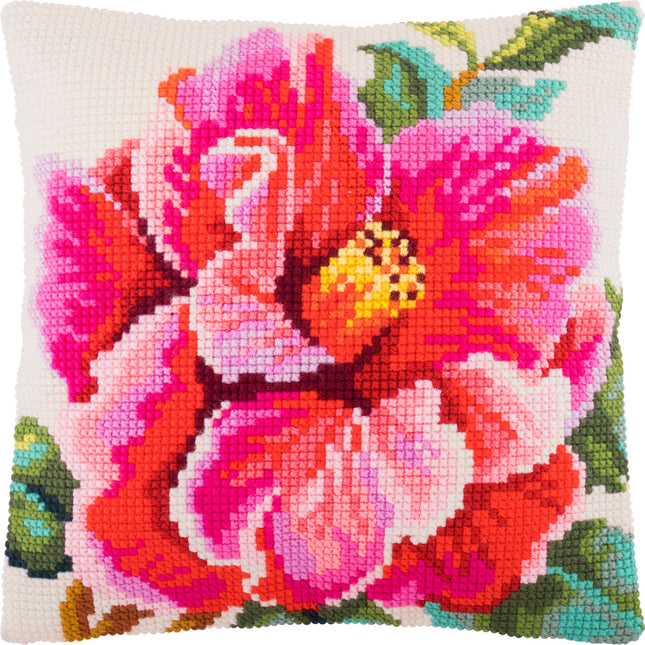 Cross Stitch Pillow Kit "Hibiscus"