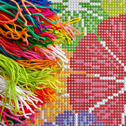 Cross Stitch Pillow Kit "Rainbow of Flowers"