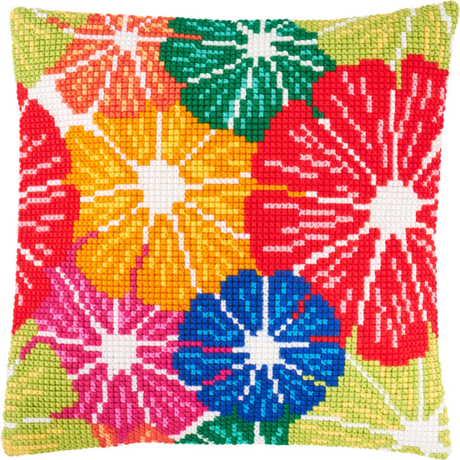 Cross Stitch Pillow Kit "Rainbow of Flowers"