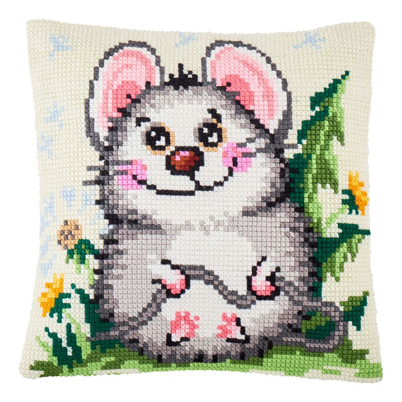 Cross Stitch Pillow Kit "Funny Mouse"