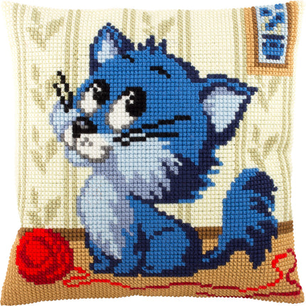 Cross Stitch Pillow Kit "Kitten with a Ball of Yarn"