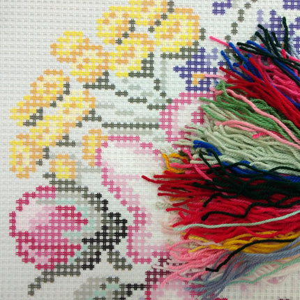 Cross Stitch Pillow Kit "Pink Rose"