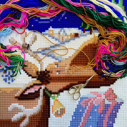 Cross Stitch Pillow Kit "Christmas guest"