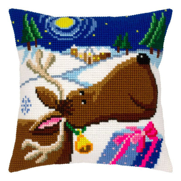 Cross Stitch Pillow Kit "Christmas guest"