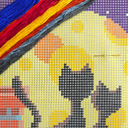 Cross Stitch Pillow Kit "Cats on the Roof"