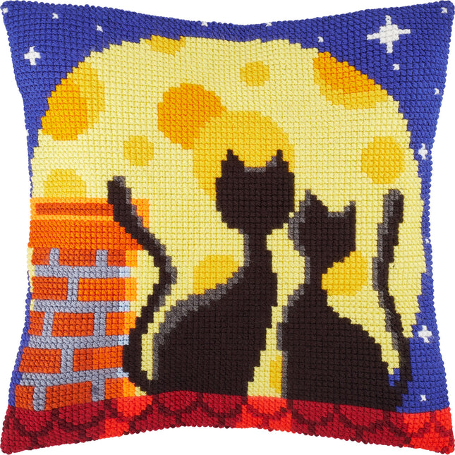 Cross Stitch Pillow Kit "Cats on the Roof"