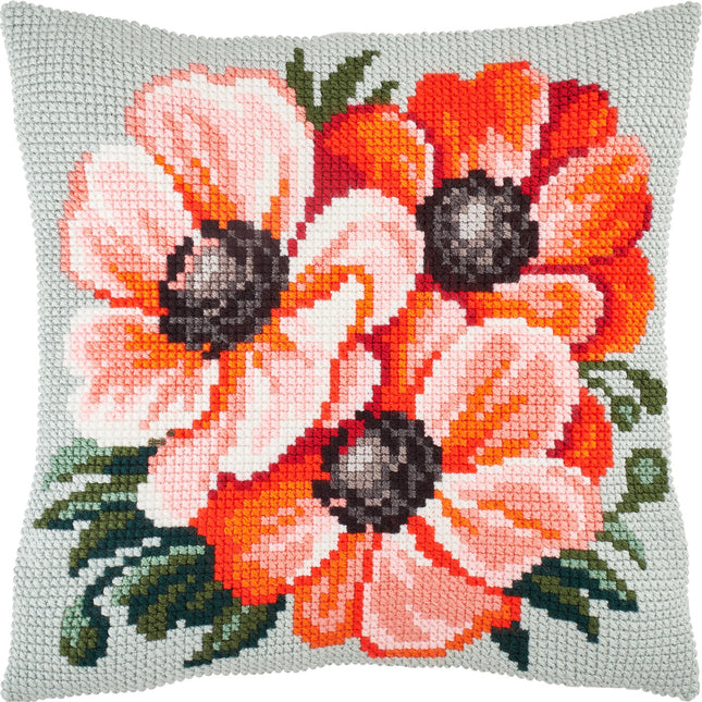Cross Stitch Pillow Kit "Anemones"