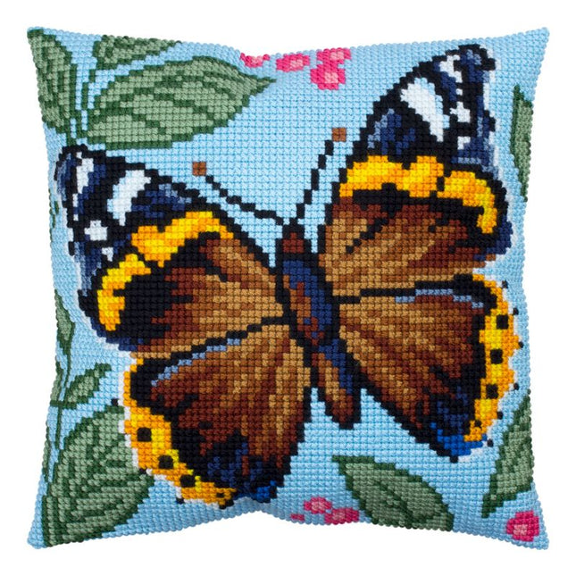 Cross Stitch Pillow Kit "Red Admiral"