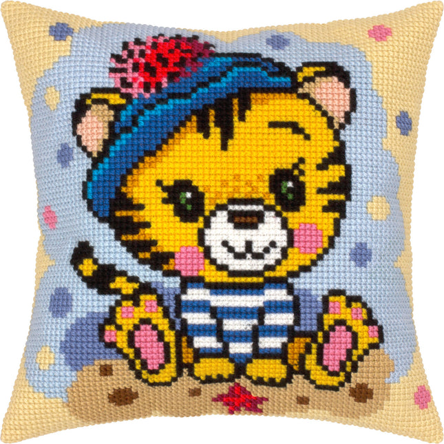 Cross Stitch Pillow Kit "Baby Tiger"