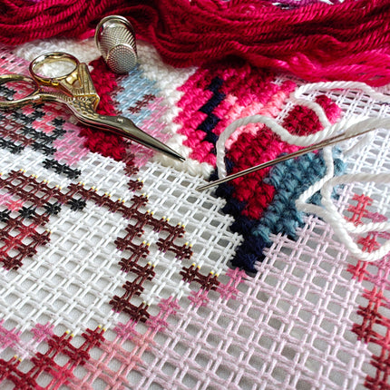 Cross Stitch Pillow Kit "Winter Rose"