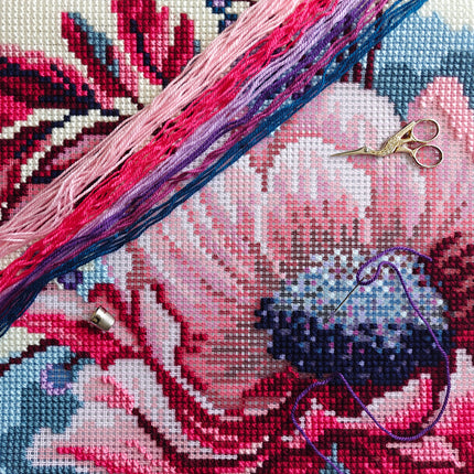 Cross Stitch Pillow Kit "Winter Rose"
