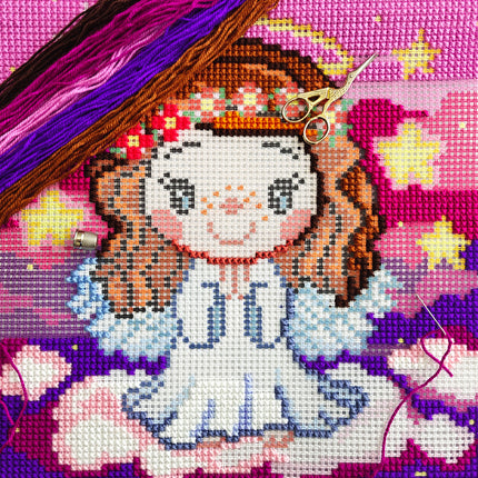 Cross Stitch Pillow Kit "Angel Girl"