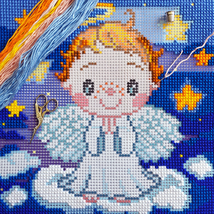 Cross Stitch Pillow Kit "Angel Boy"