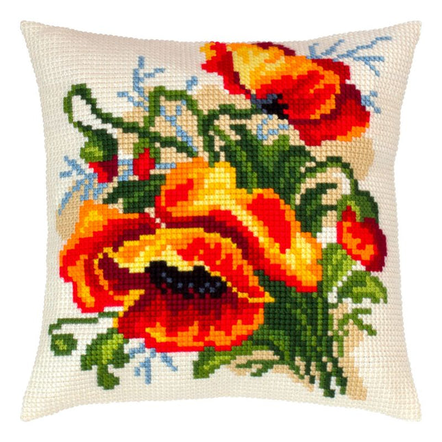 Cross Stitch Pillow Kit "Poppies, C. Klein"