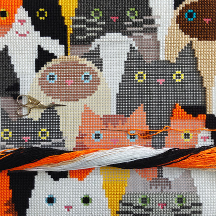 Cross Stitch Pillow Kit "Cat Choir"