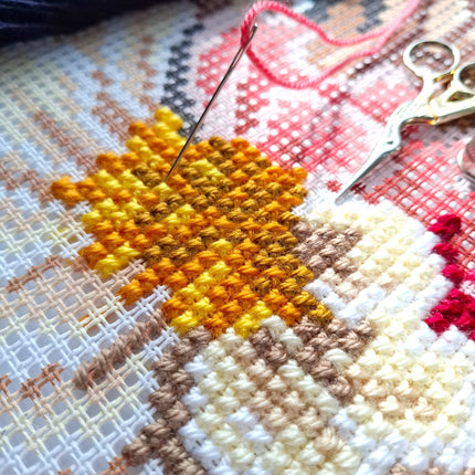 Cross Stitch Pillow Kit "Peonies"