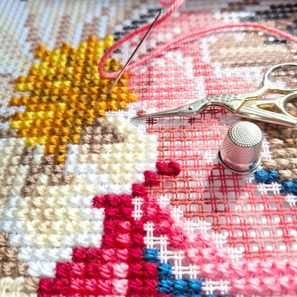 Cross Stitch Pillow Kit "Peonies"