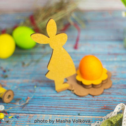 DIY Bead Embroidery Kit on Wood "Rabbit - girl"
