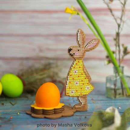 DIY Bead Embroidery Kit on Wood "Rabbit - girl"
