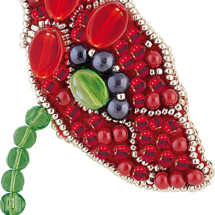 Beadwork kit for creating broоch "Red petals"