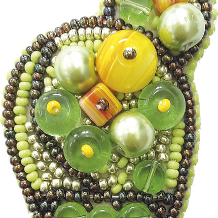 Beadwork kit for creating broоch "Bright cactus"