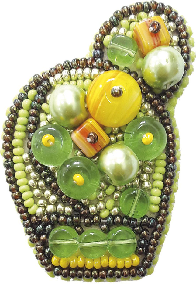 Beadwork kit for creating broоch "Bright cactus"