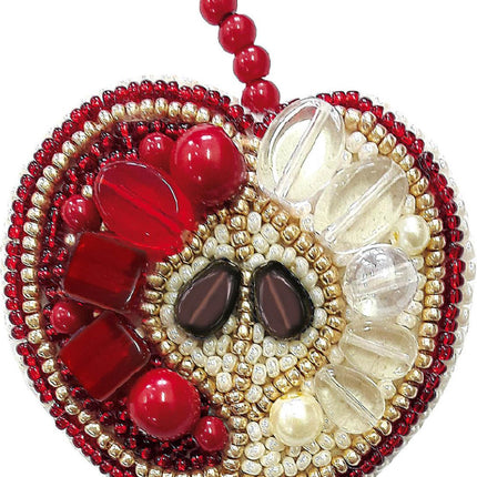 Beadwork kit for creating broоch "Red apple"
