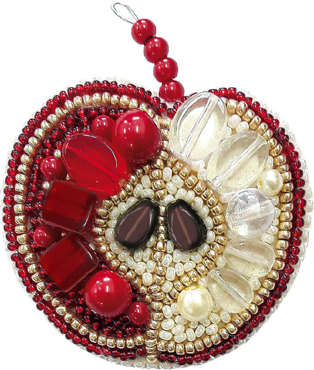 Beadwork kit for creating broоch "Red apple"