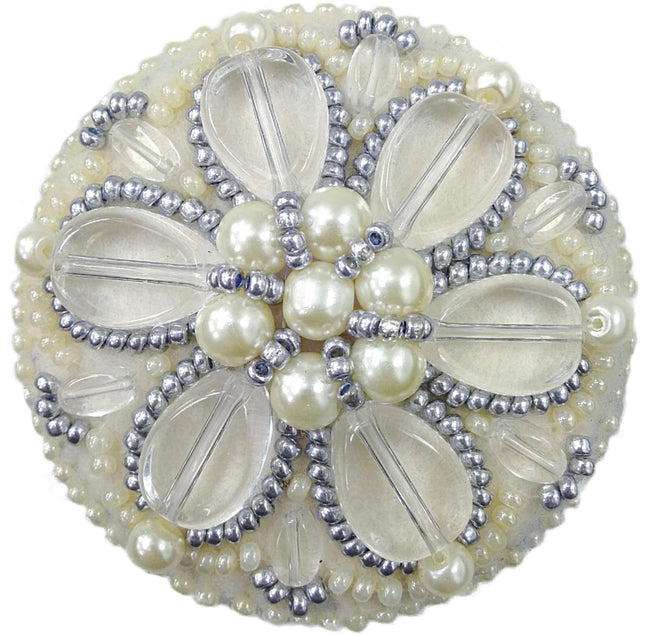 Beadwork kit for creating broоch "Pearl petals"
