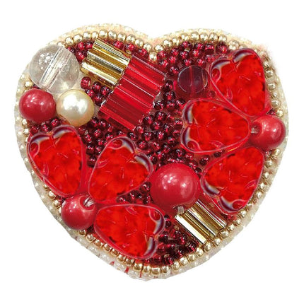 Beadwork kit for creating broоch "Heart"