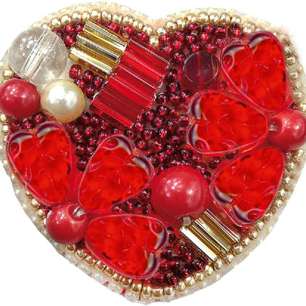 Beadwork kit for creating broоch "Heart"