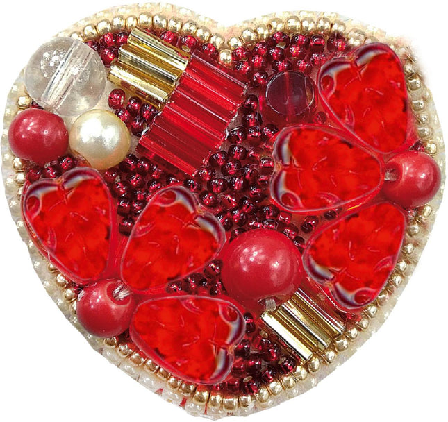 Beadwork kit for creating broоch "Heart"