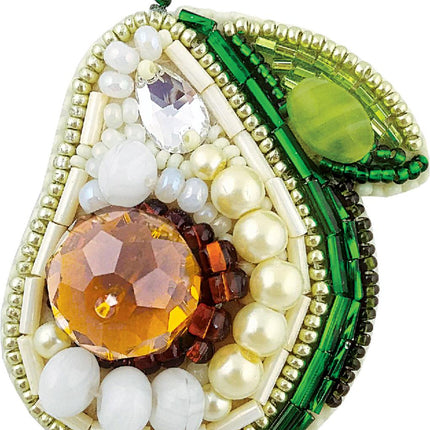 Beadwork kit for creating broоch "Avocado"