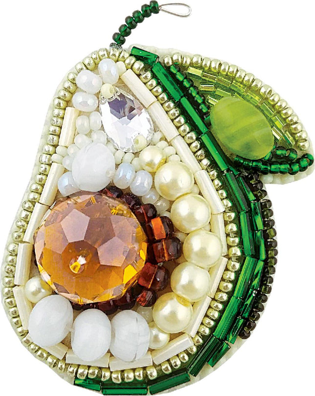 Beadwork kit for creating broоch "Avocado"