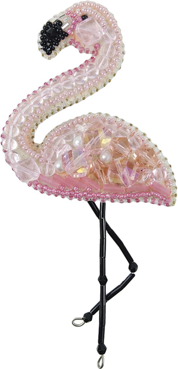 Beadwork kit for creating broоch "Flamingo"