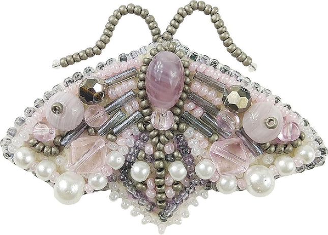 Beadwork kit for creating broоch "Lilac butterfly"