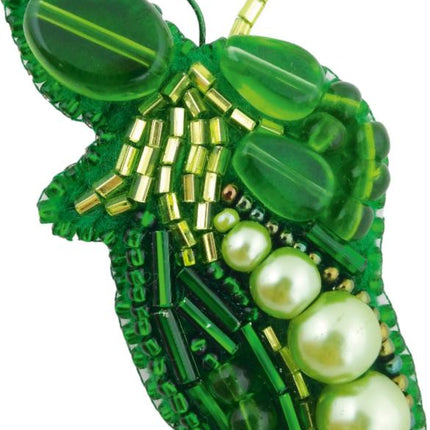 Beadwork kit for creating broоch "Peas"