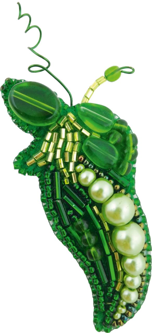Beadwork kit for creating broоch "Peas"