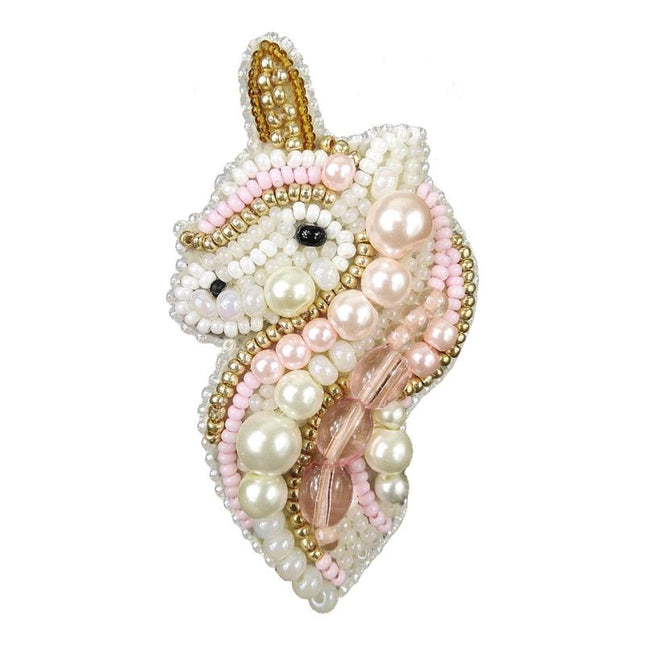 Beadwork kit for creating broоch "Unicorn"