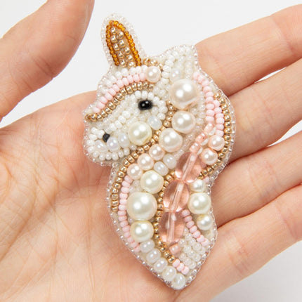 Beadwork kit for creating broоch "Unicorn"
