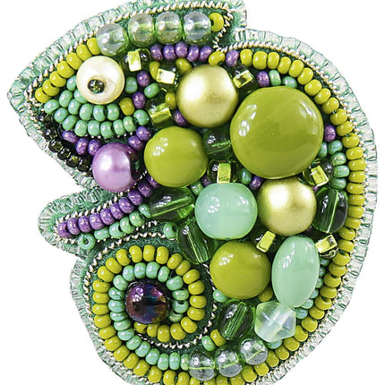 Beadwork kit for creating broоch "Chameleon"