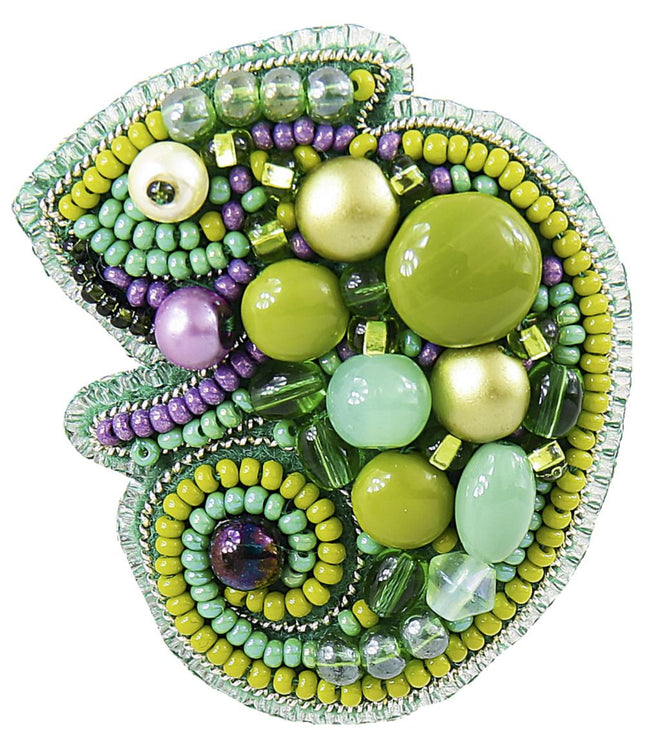 Beadwork kit for creating broоch "Chameleon"